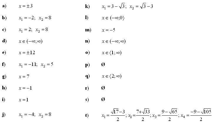 Lineární rovnice a nerovnice - Příklad 3 - Výsledky